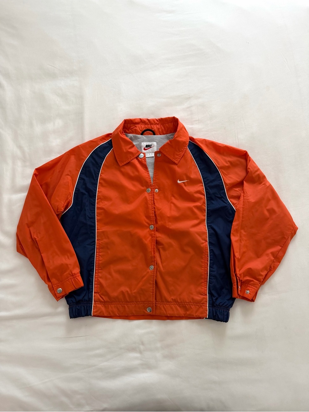 Vintage Nike Orange and Navy Boys Windbreaker Jacket